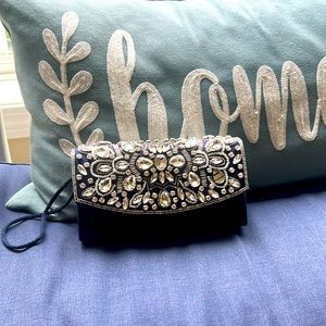 Navy sequined Clutch